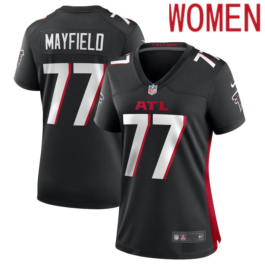 Women Atlanta Falcons 77 Jalen Mayfield Nike Black Game NFL Jersey